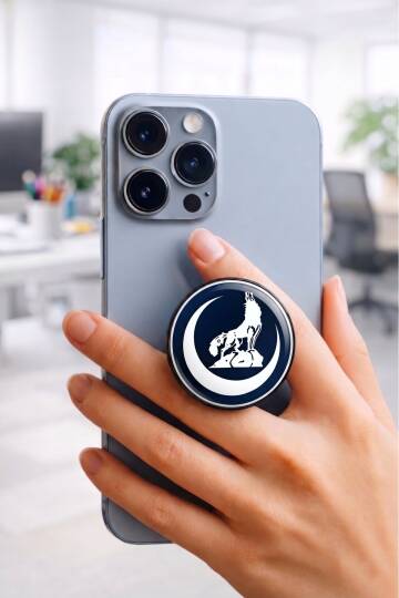 Hilal ve Bozkurt Telefon Tutucu Pop Socket Rahat Kullanım Parmak Tutucu Siyah 1 Yıl