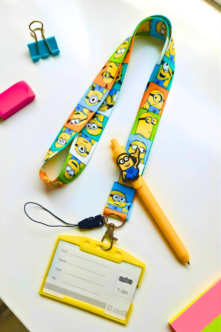 Minions Figürlü Üçlü Set - Boyun İpi, T364, Kart Kabı - 1