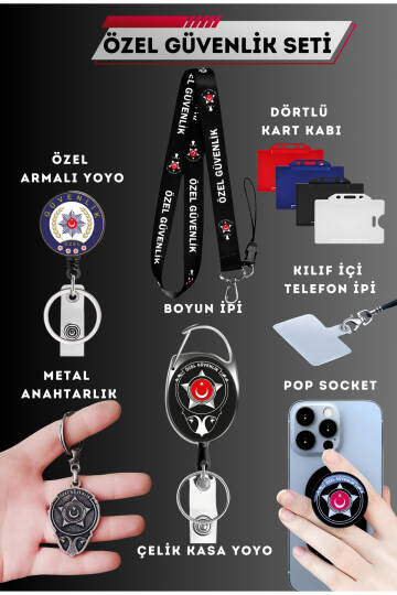 Özel Güvenlik Toplam On Parça Aksesuar Seti Metal Yoyo Telefon Tutucu Boyun Ipi T368 Kartlık