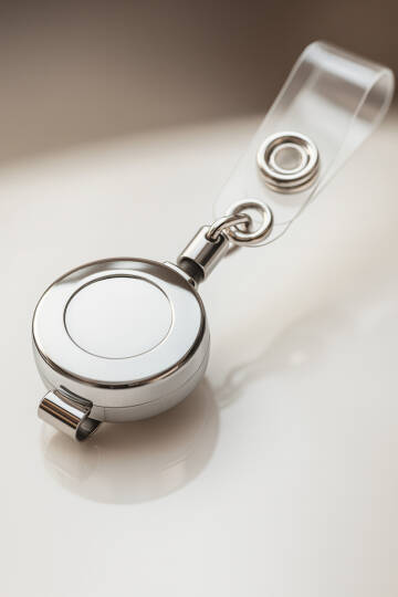 Parlak Gümüş Renkli Yoyo Kart Tutucu Yaka Kartlığı