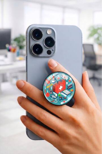 Sağlık Medical Telefon Tutucu Pop Socket Rahat Kullanım Parmak Tutucu Siyah 1 Yıl