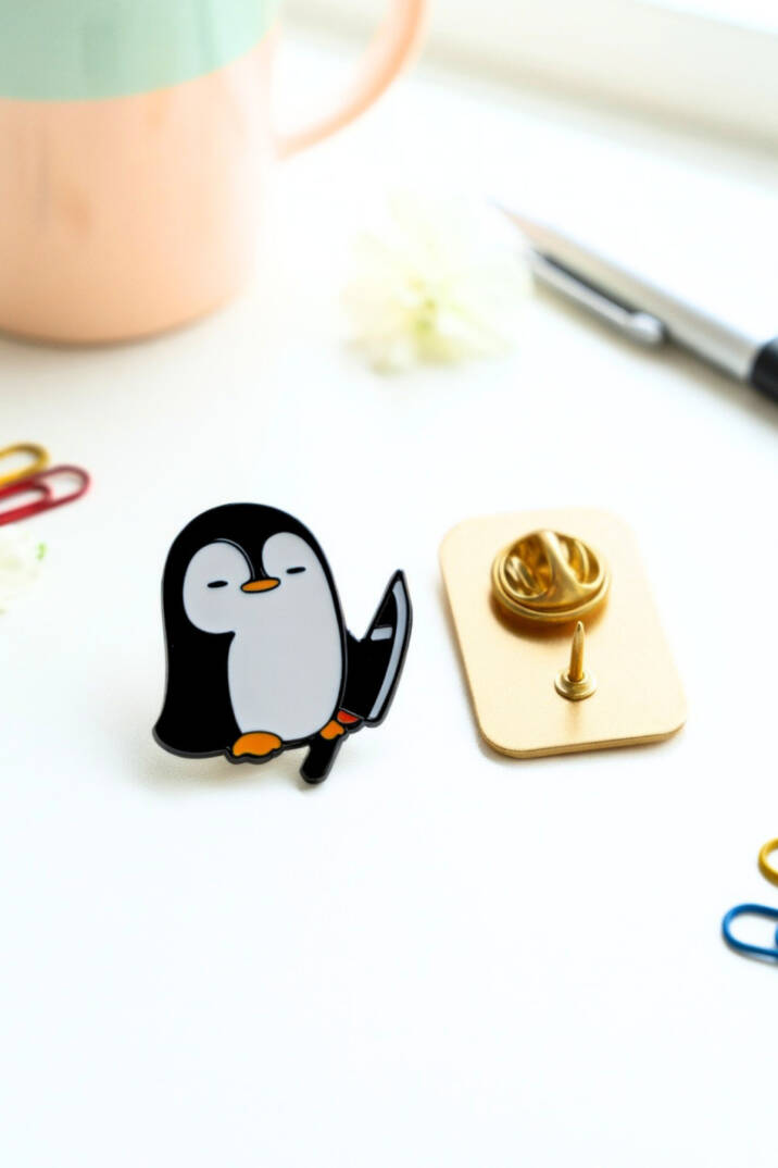 Sevimli Elinde Bıçak Tutan Penguen Eğlenceli T365 T366 - 1