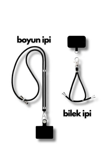 Tüm Telefon Modellerine Uyumlu Ayarlanabilir Kaliteli Boyun ve Bilek T373 İpi İkili Takım